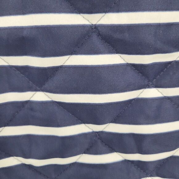 Casual Identity Quilted Vest Petite M Blue White Nautical Striped Zip Up Preppy - Picture 5 of 15